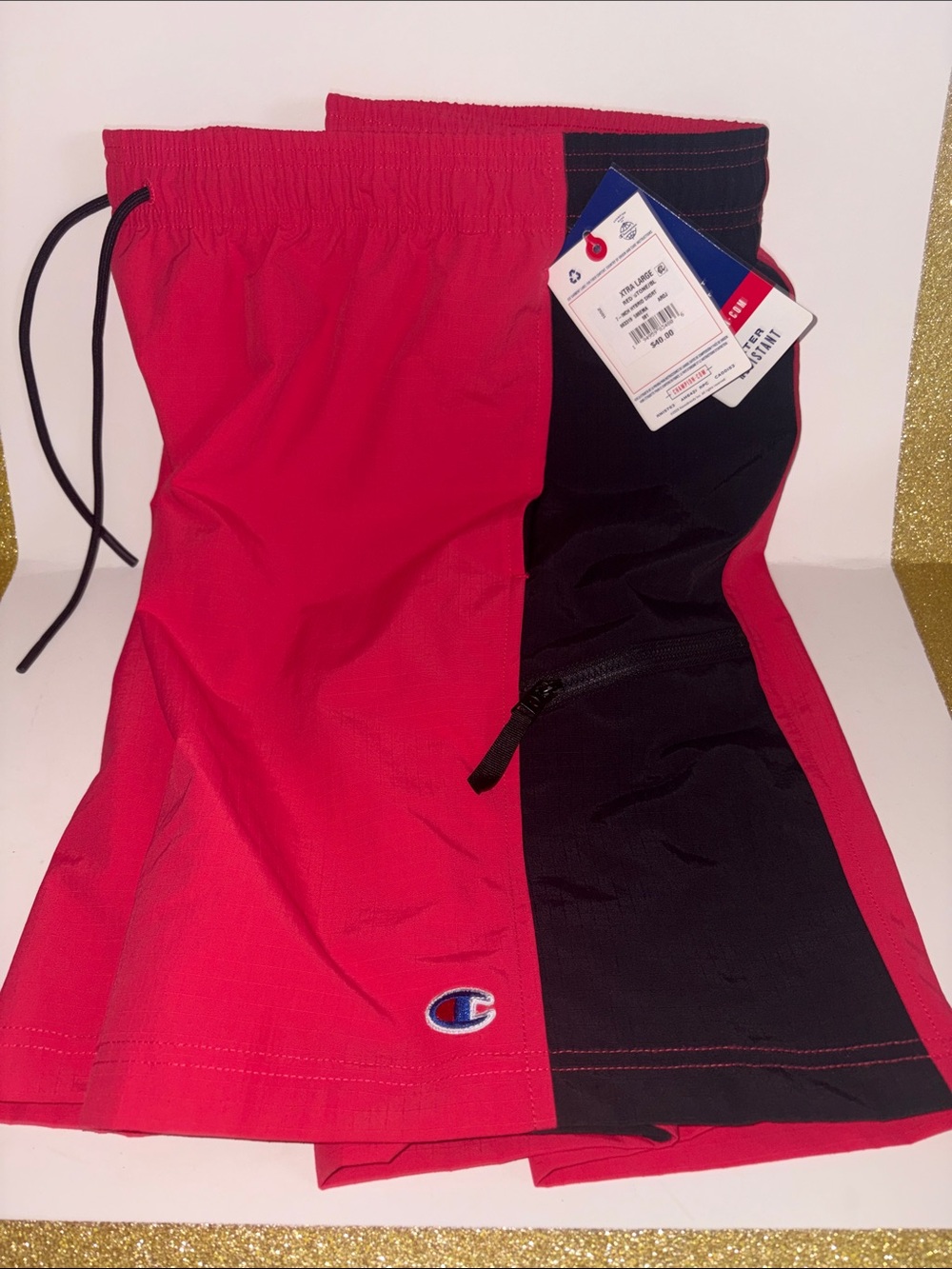 Champion coral Red and Black Men’s Hybrid Shorts